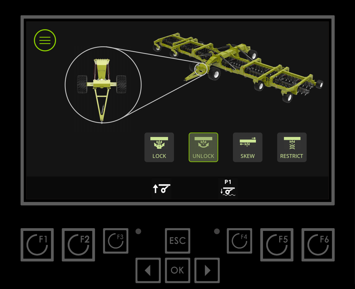 Spyder hitch and toolbar control hardware